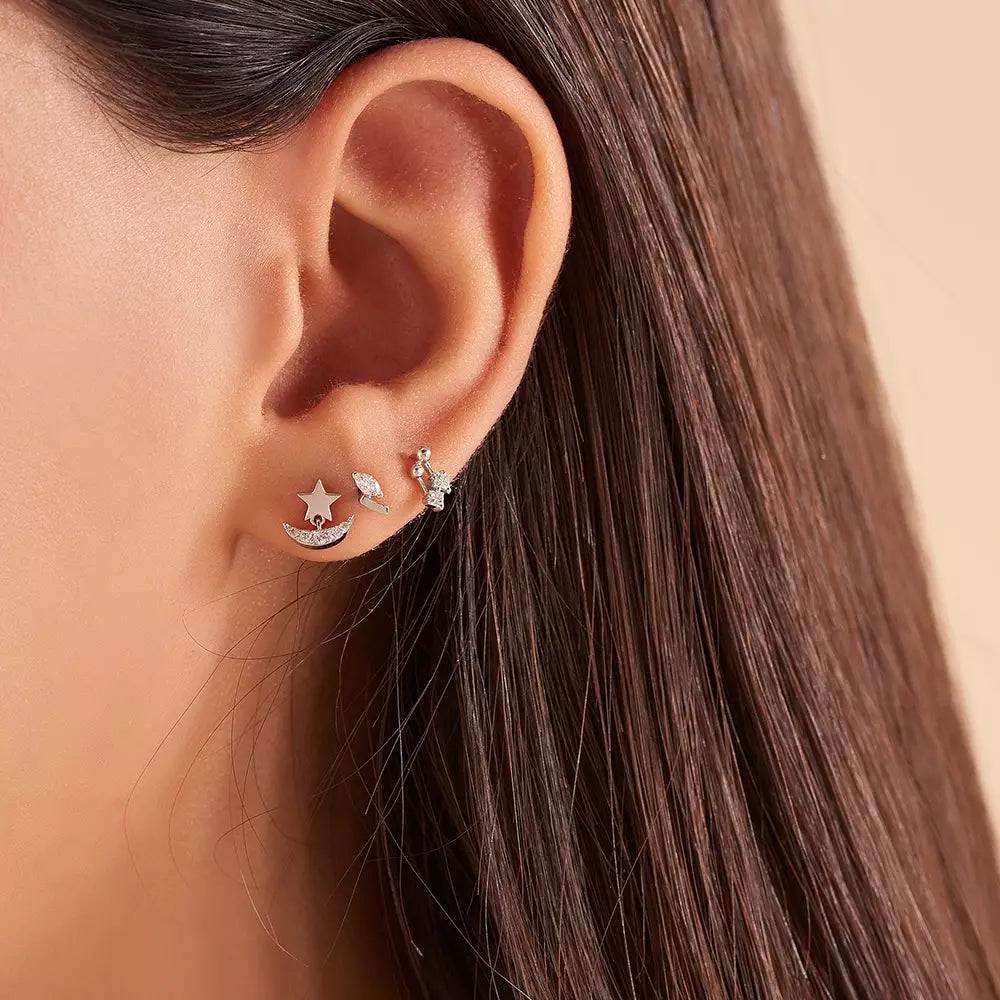 Aster Diamond White Gold Single Earring