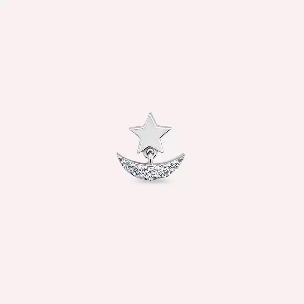 Aster Diamond White Gold Single Earring