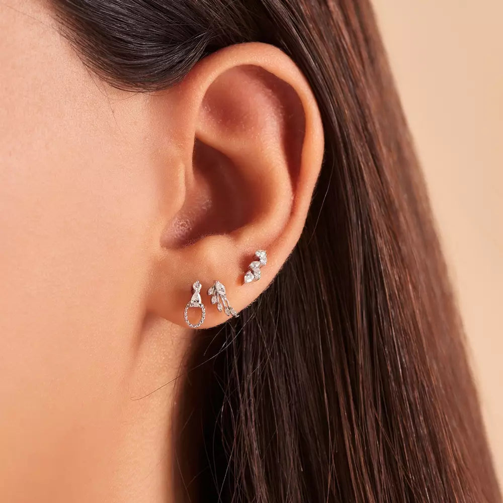 Swift Diamond White Gold Single Earring
