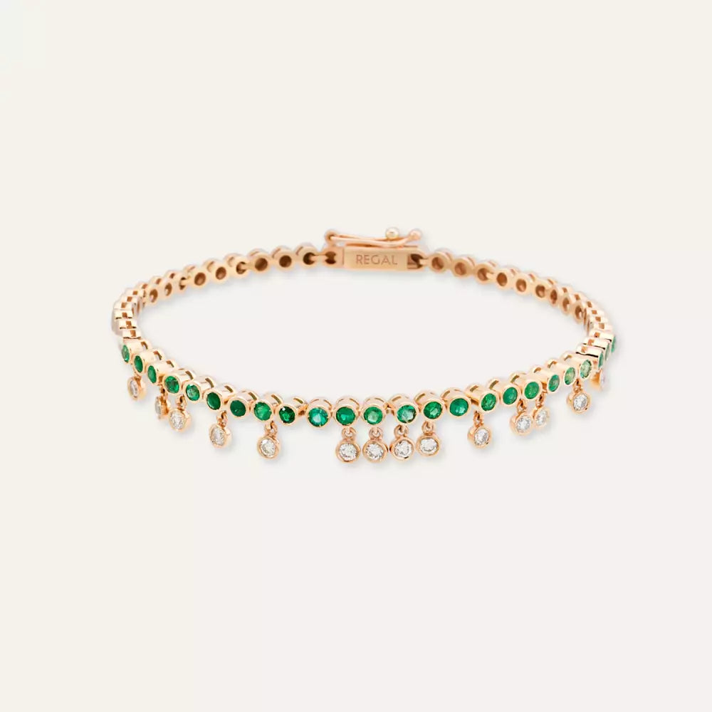Rain Diamond and Emerald Stone Bracelet
