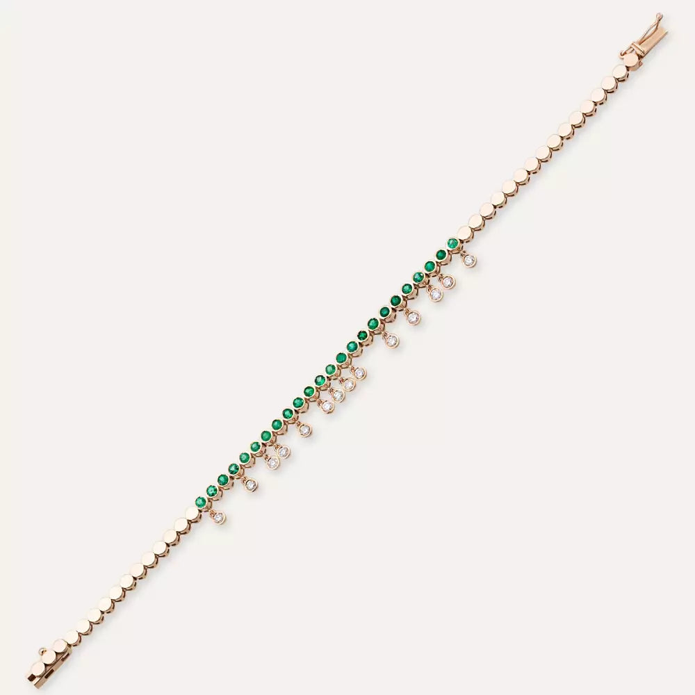 Rain Diamond and Emerald Stone Bracelet