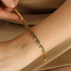 Rain Diamond and Emerald Stone Bracelet