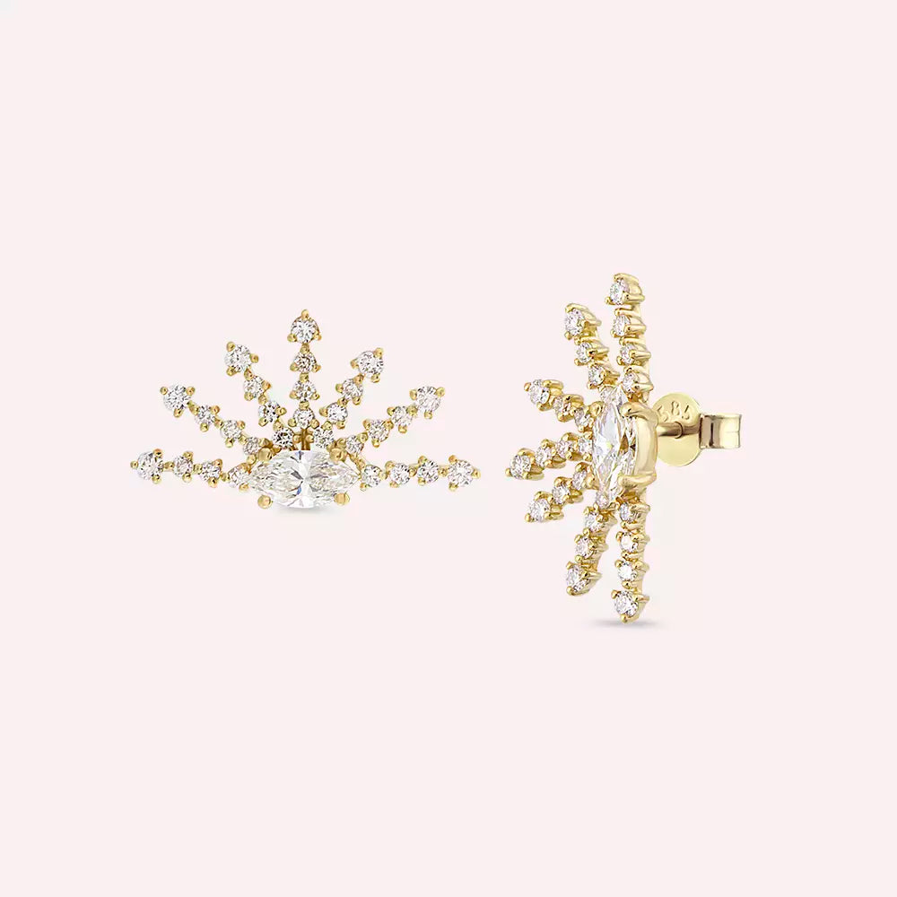 Aura Diamond Yellow Gold Earrings