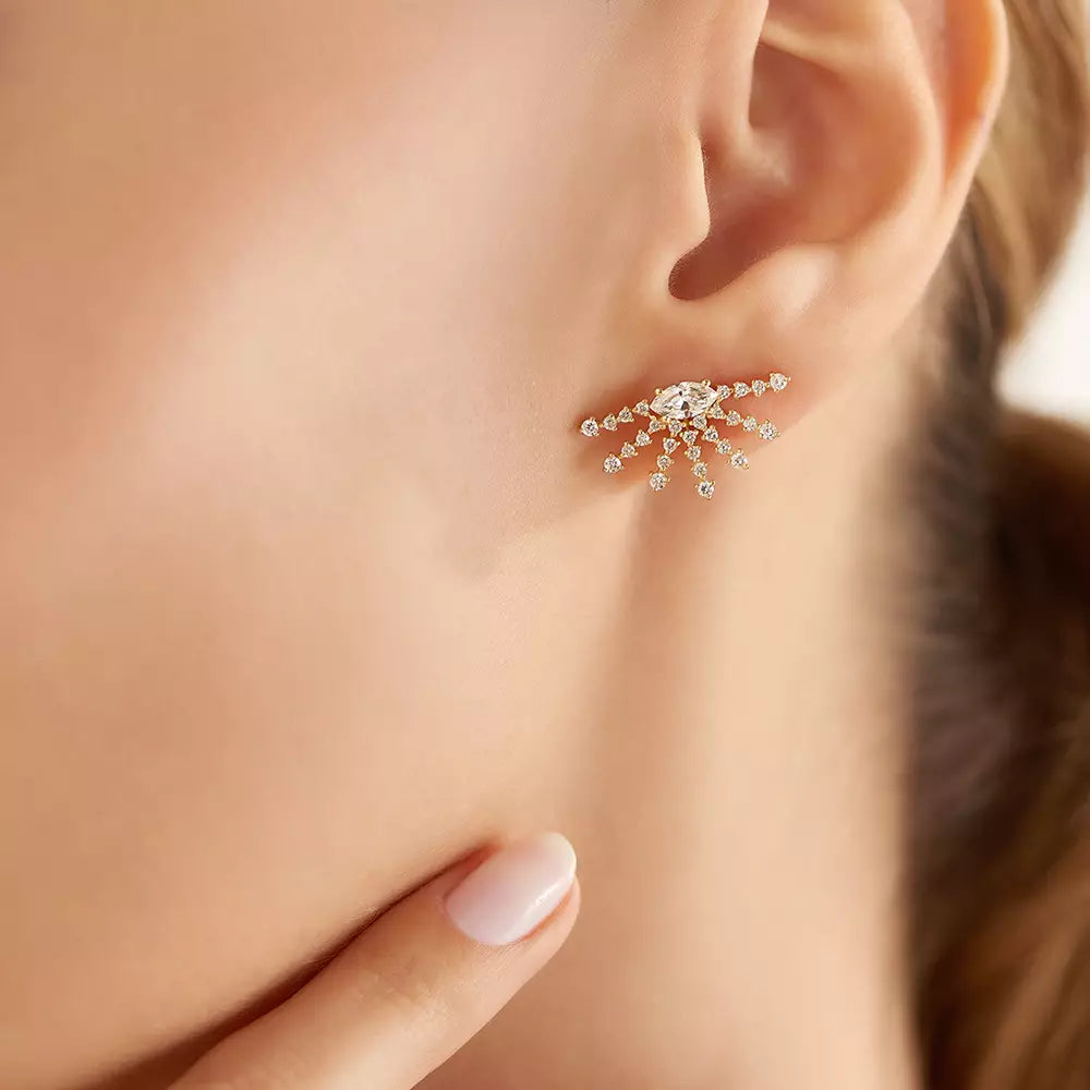 Aura Diamond Yellow Gold Earrings