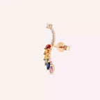 Ava Multicolor Sapphire and Diamond Rose Gold Single Earring