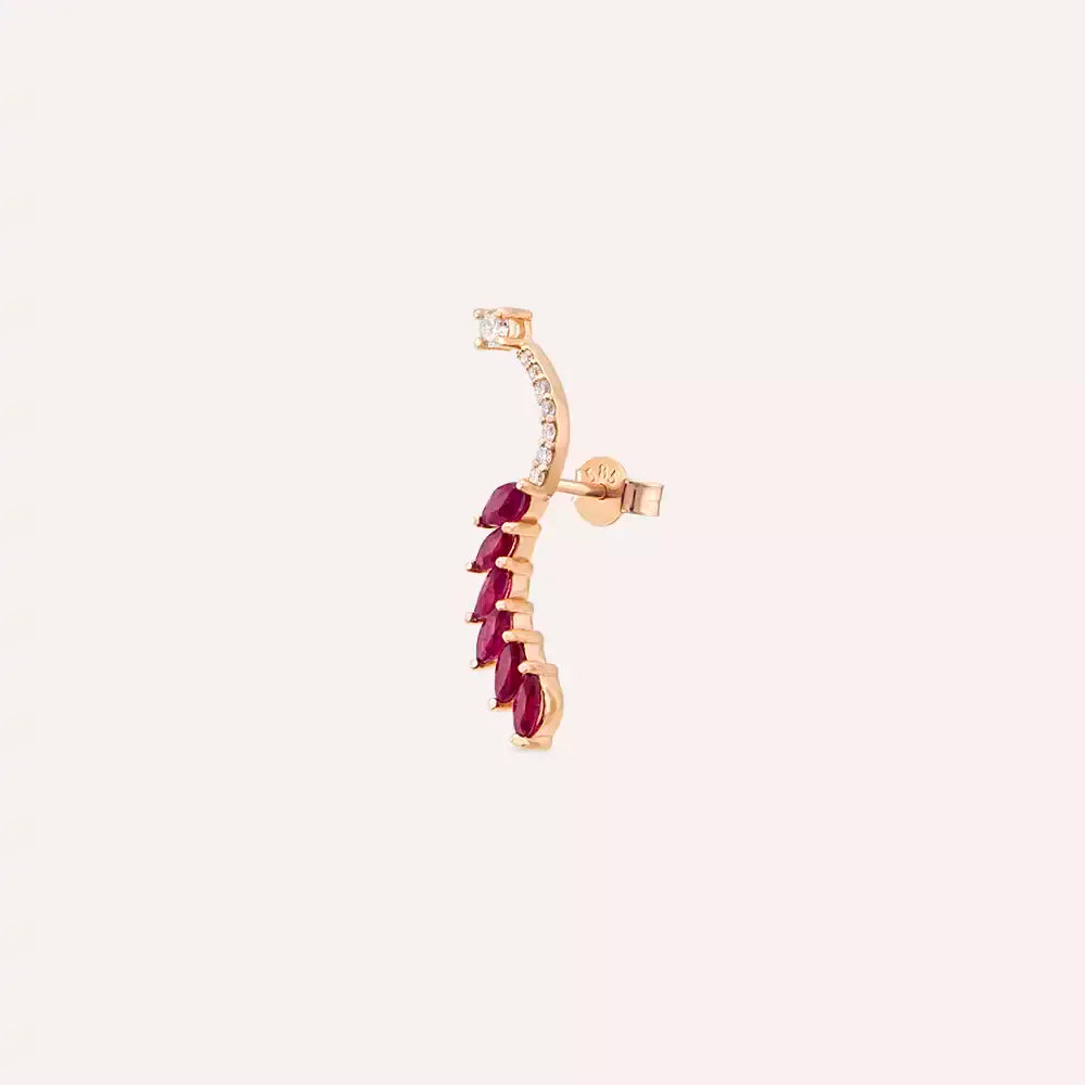 Ava Single Earring with Ruby and Diamond Stones