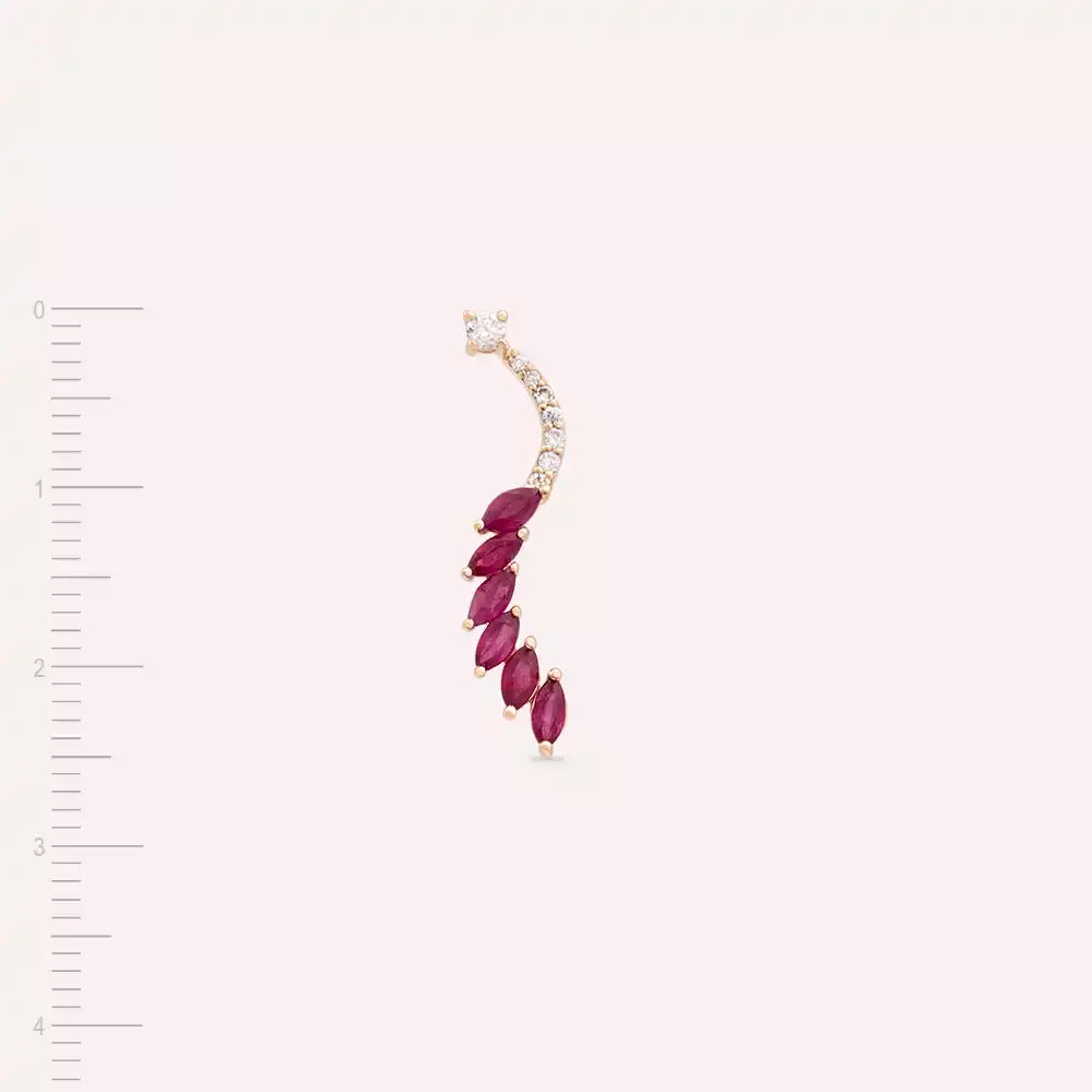Ava Single Earring with Ruby and Diamond Stones