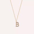 B Letter 0.09 CT Diamond Rose Gold Necklace