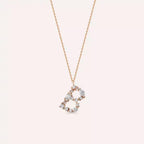 B Harf 0.64 CT Pırlanta Taşlı Rose Altın Kolye