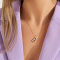 B Harf 0.64 CT Pırlanta Taşlı Rose Altın Kolye