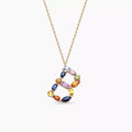 B Letter Multicolor Sapphire Rose Gold Necklace