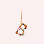 B Letter Multicolor Sapphire and Brown Diamond Single Earring