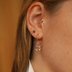B Letter Multicolor Sapphire and Brown Diamond Single Earring