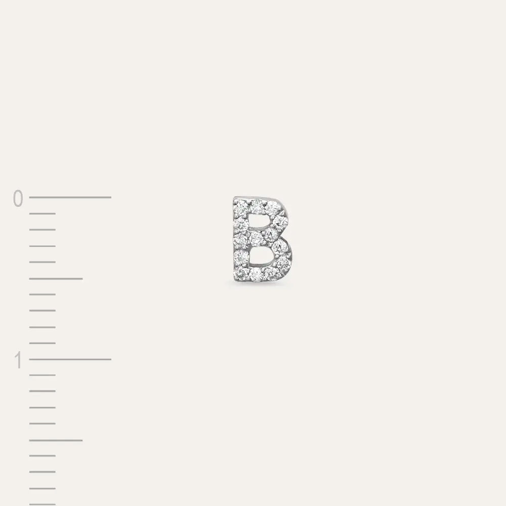 B Letter White Gold Piercing with Diamond