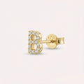 Yellow Gold Single Earring with B Letter Diamond Stone