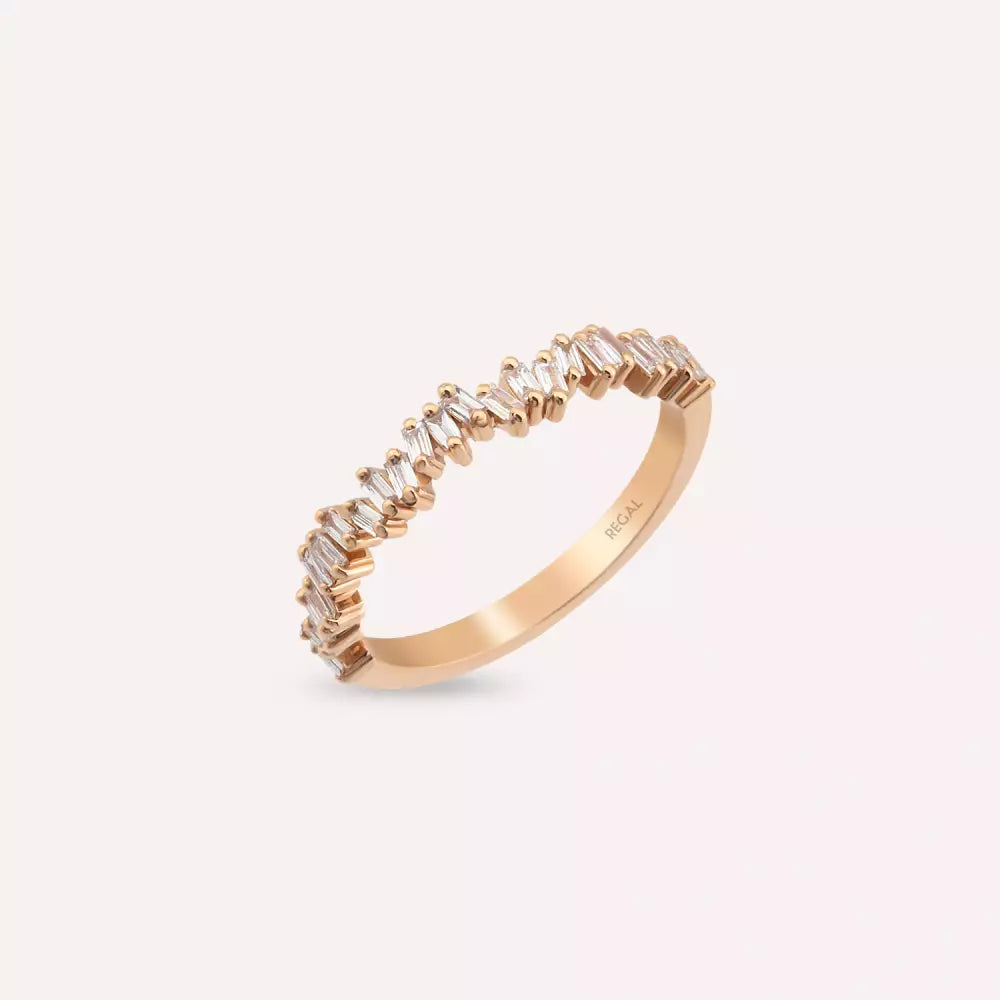 Baguette Cut Diamond Rose Gold Half Eternity Ring