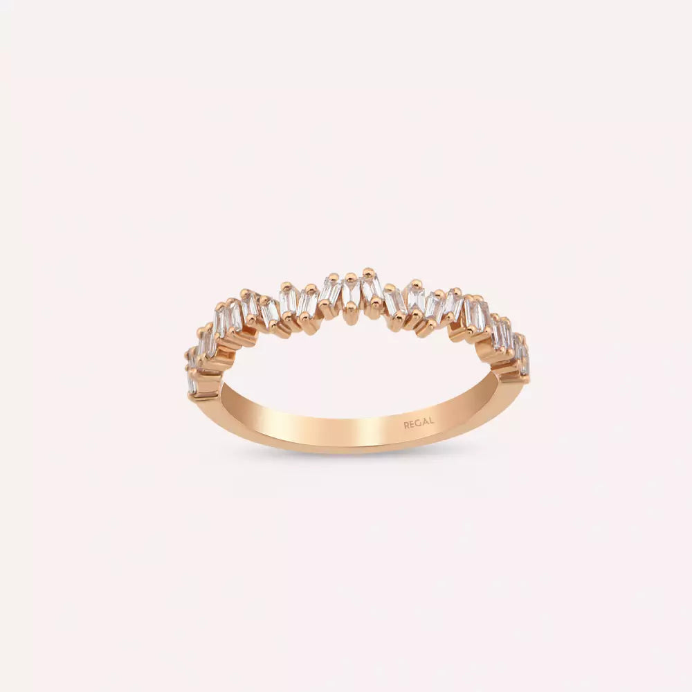 Baguette Cut Diamond Rose Gold Half Eternity Ring