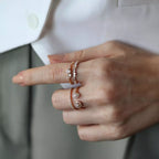 Baguette Cut Diamond Rose Gold Half Eternity Ring