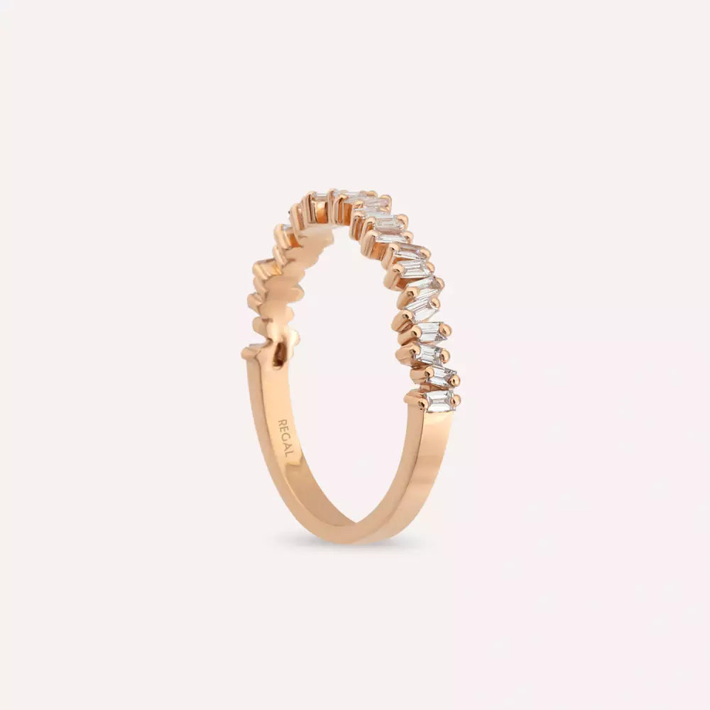 Baguette Cut Diamond Rose Gold Half Eternity Ring