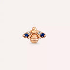 Maya Blue Safir ve Pırlanta Taşlı Rose Altın Piercing