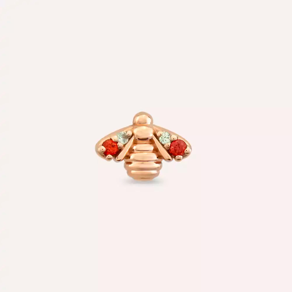 Maya Multicolor Safir Taşlı Rose Altın Piercing