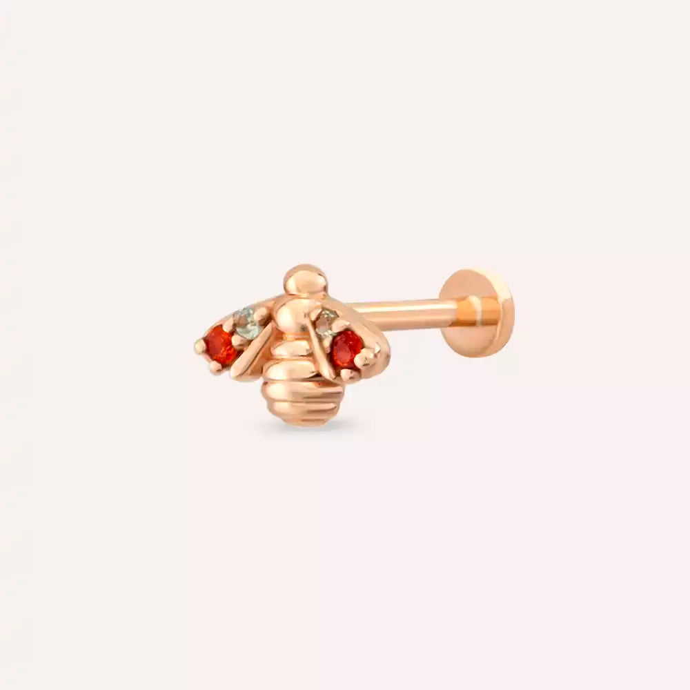 Maya Multicolor Safir Taşlı Rose Altın Piercing