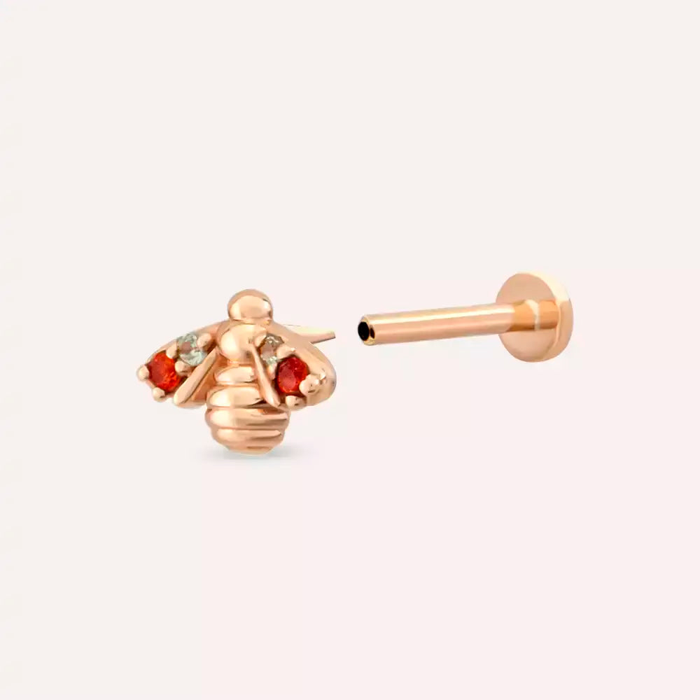 Maya Multicolor Safir Taşlı Rose Altın Piercing