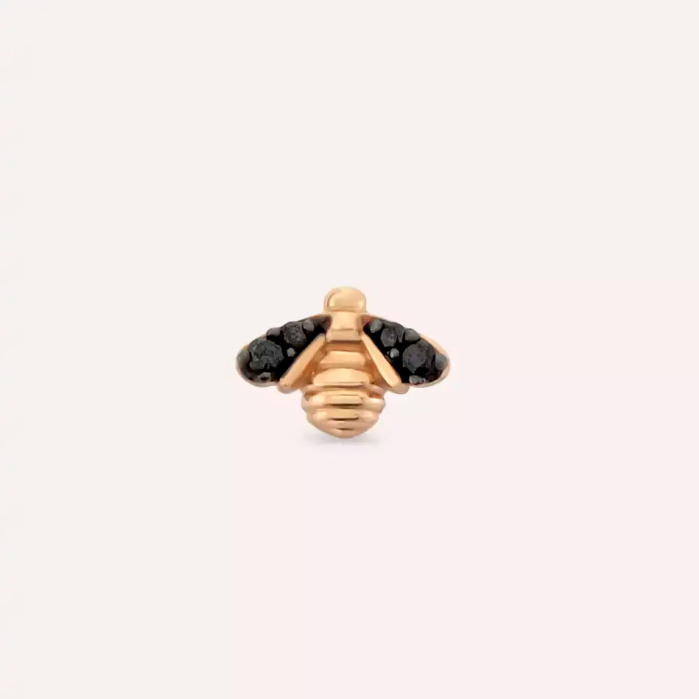 Maya Siyah Pırlanta Taşlı Rose Altın Piercing