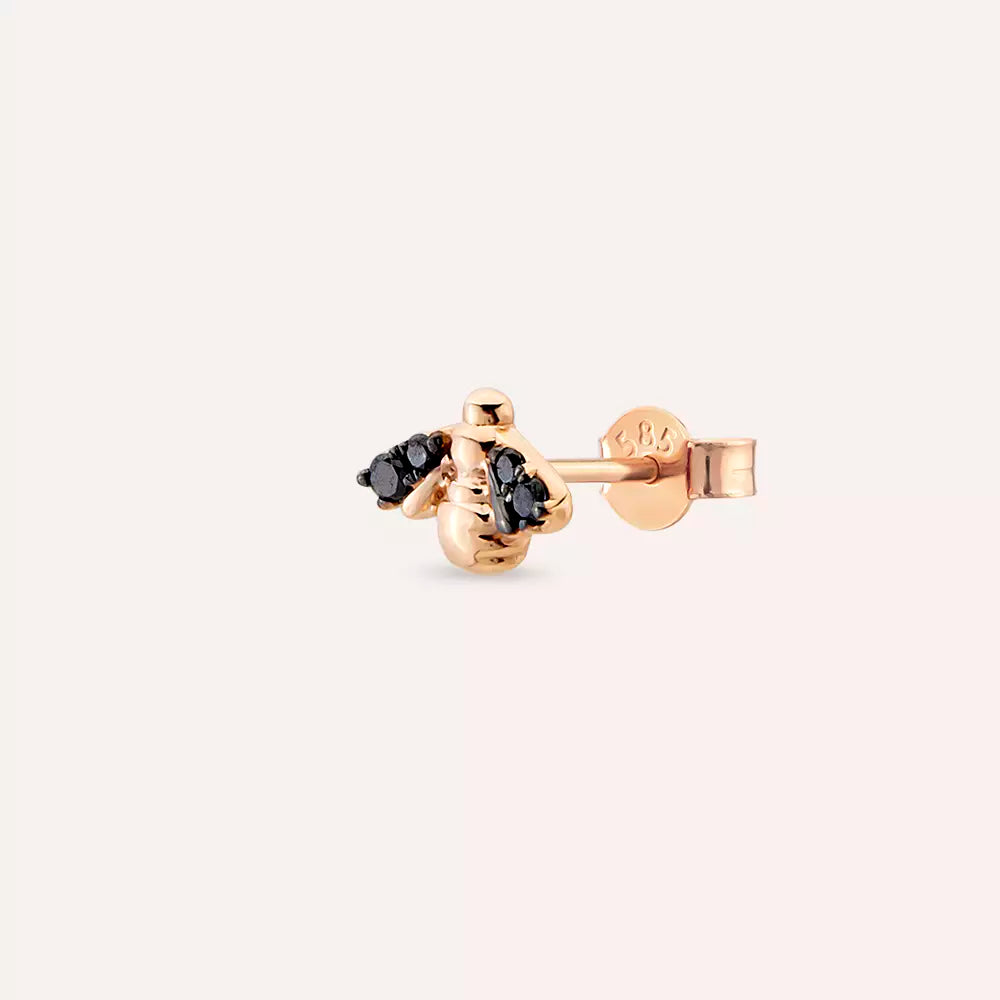 Maya Black Diamond Rose Gold Single Earring