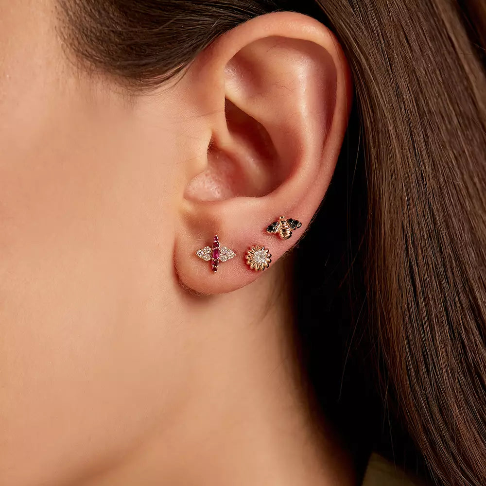 Maya Black Diamond Rose Gold Single Earring