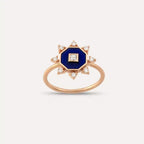 Zenith Diamond and Navy Enamel Ring