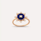 Zenith Diamond and Navy Enamel Ring