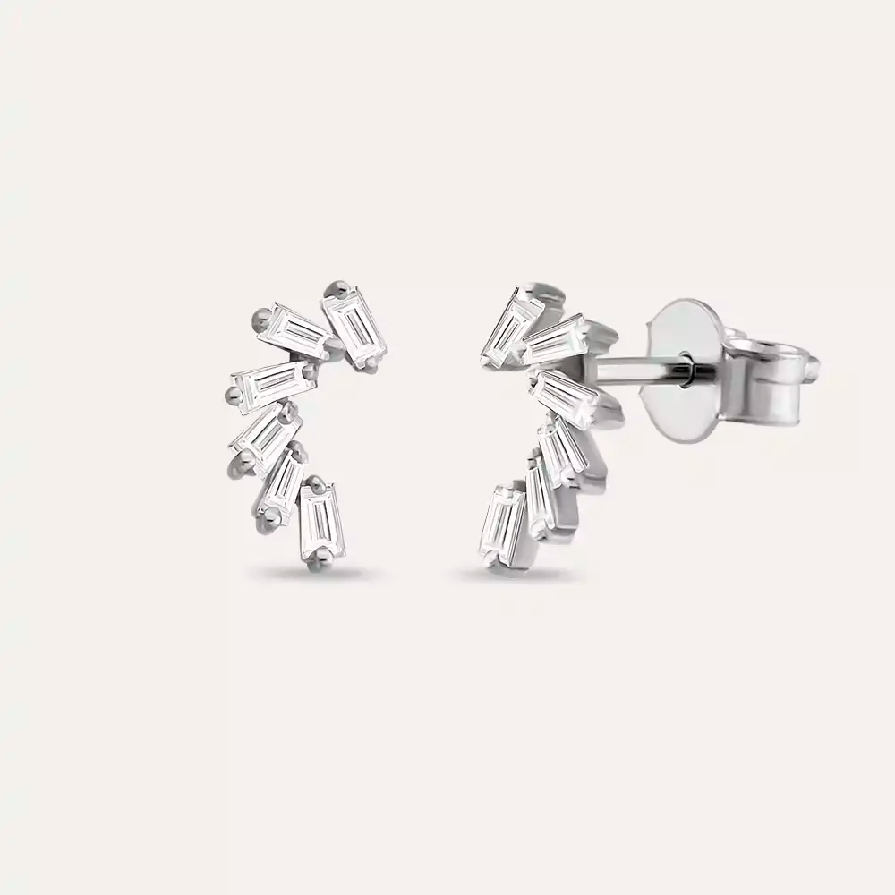 Bezel Diamond White Gold Earrings
