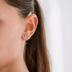 Bezel Diamond White Gold Earrings