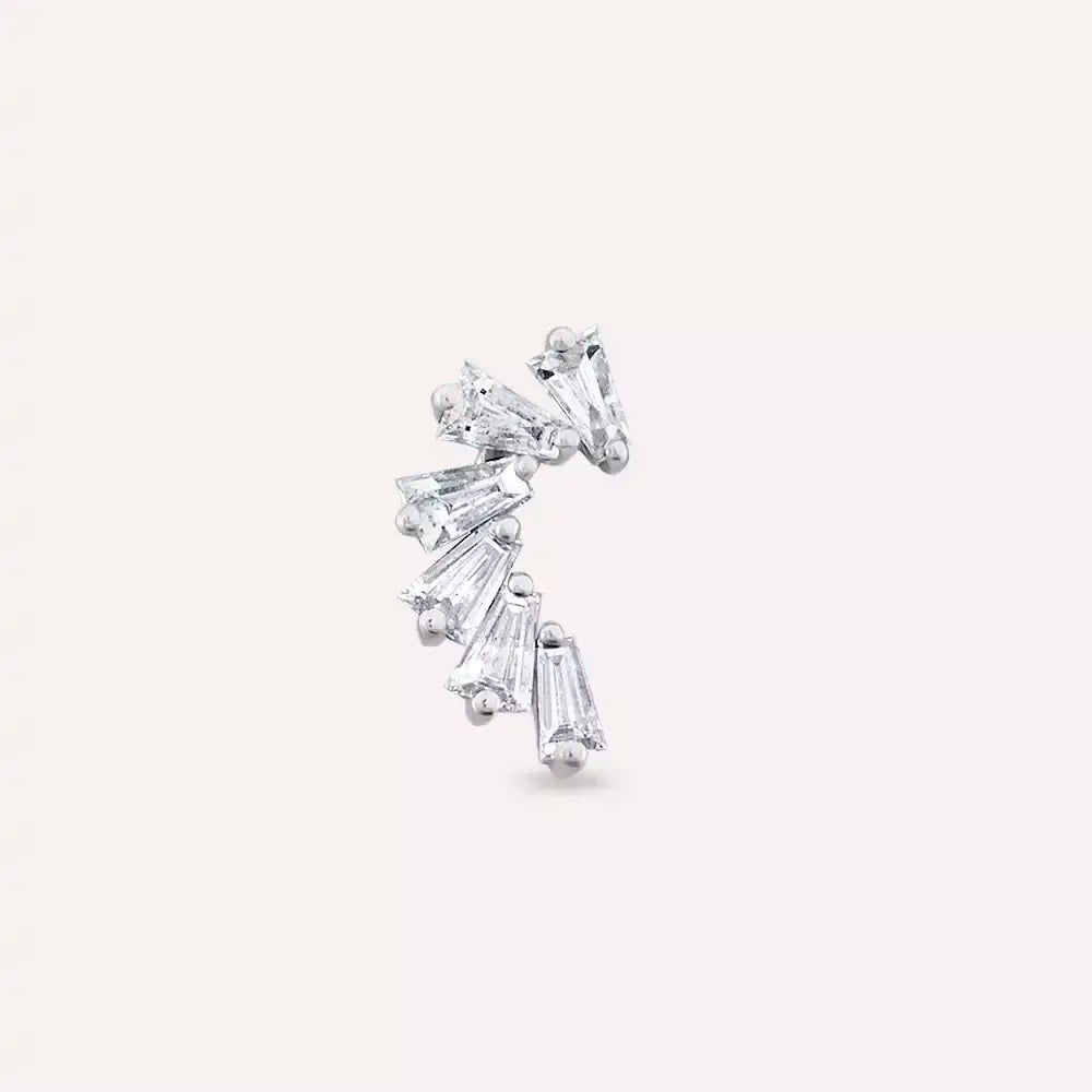 Bevel Pırlanta Taşlı Beyaz Altın Piercing