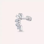 Bevel Pırlanta Taşlı Beyaz Altın Piercing