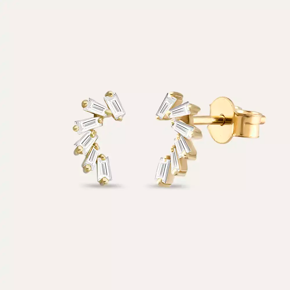 Bezel-Set Diamond Yellow Gold Earrings