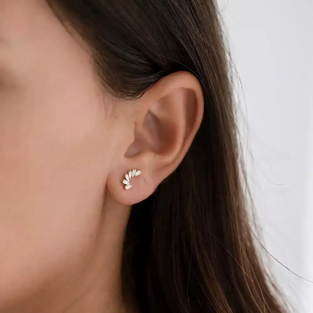 Bezel-Set Diamond Yellow Gold Earrings