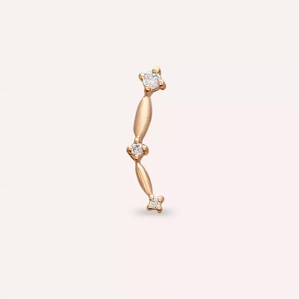 Bind Pırlanta Taşlı Rose Altın Piercing
