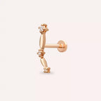 Bind Pırlanta Taşlı Rose Altın Piercing