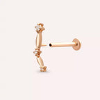 Bind Pırlanta Taşlı Rose Altın Piercing