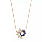 Bind Rose Gold Necklace with Sapphire and Diamond Stones