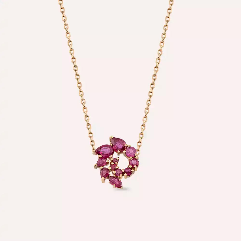 Bind Rose Gold Necklace with Ruby Stone