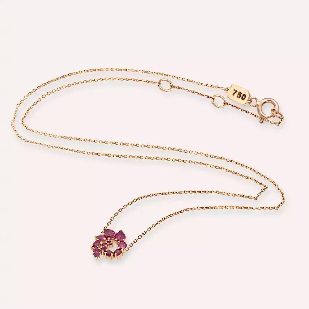 Bind Rose Gold Necklace with Ruby Stone