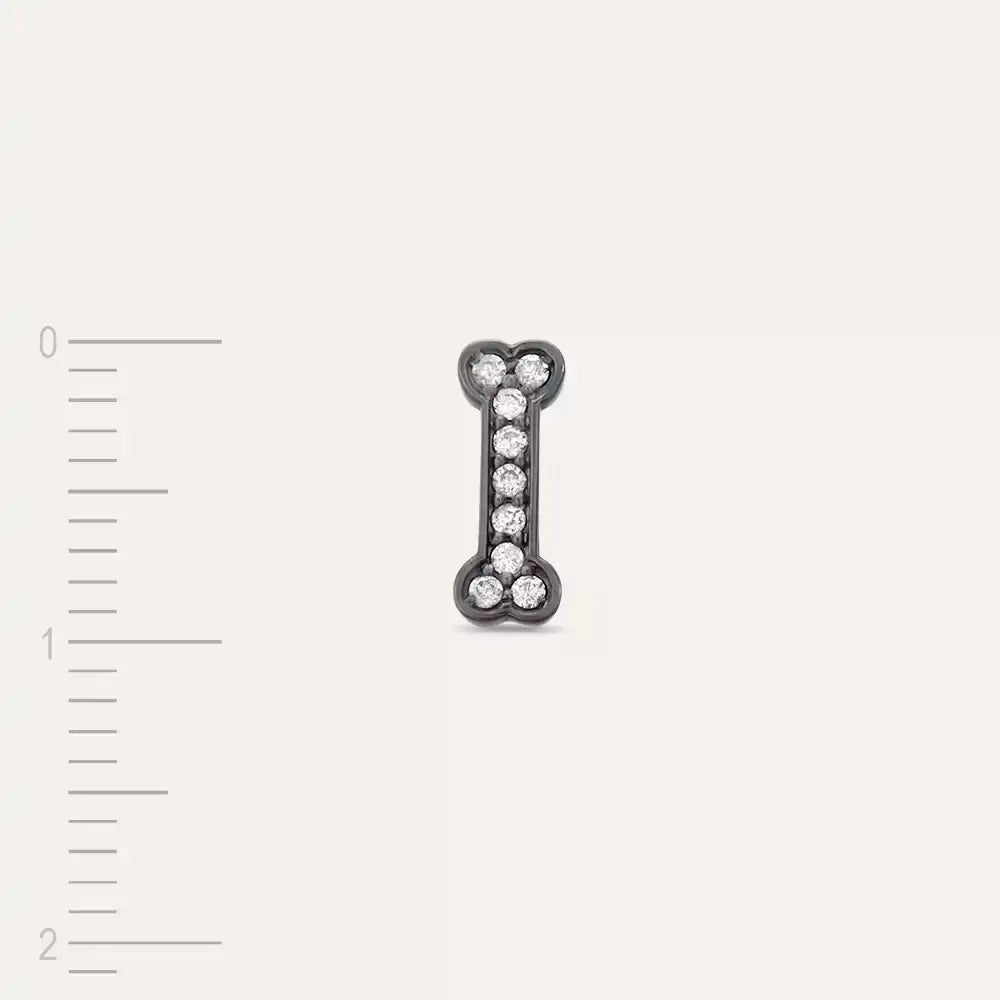 Black Bony Diamond White Gold Single Earring