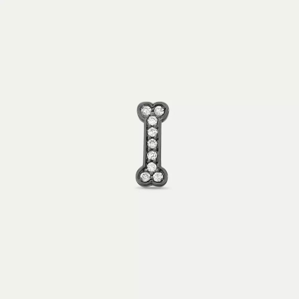 Black Bony Diamond White Gold Single Earring