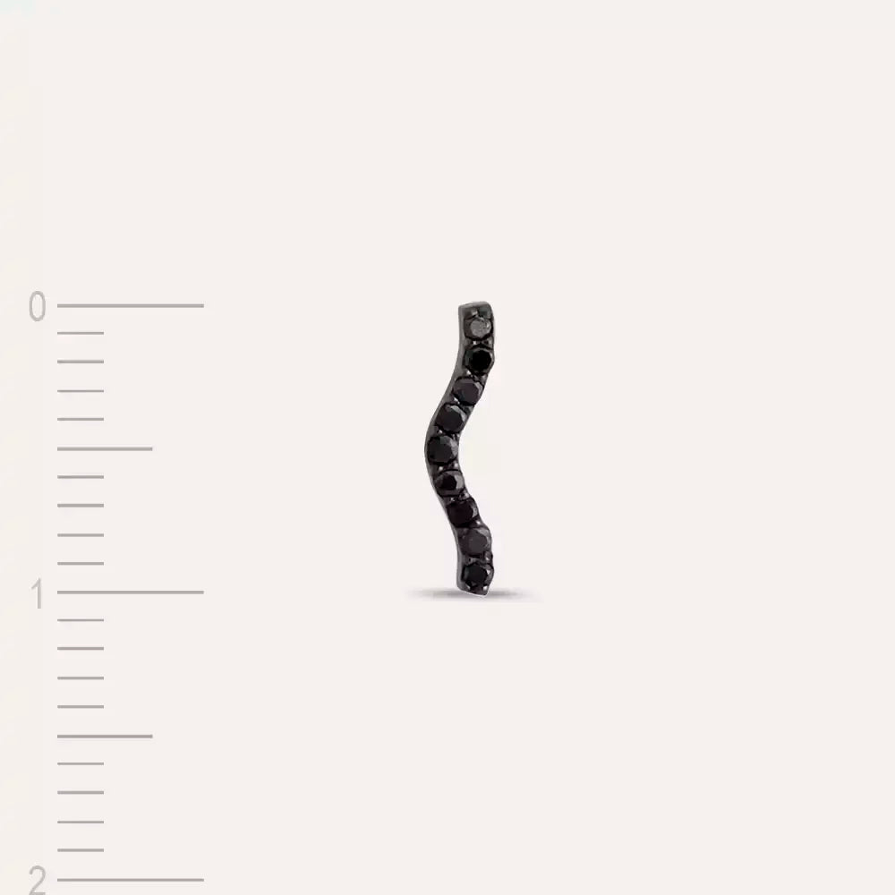 Noir Crimp Black Diamond Solitaire Earring