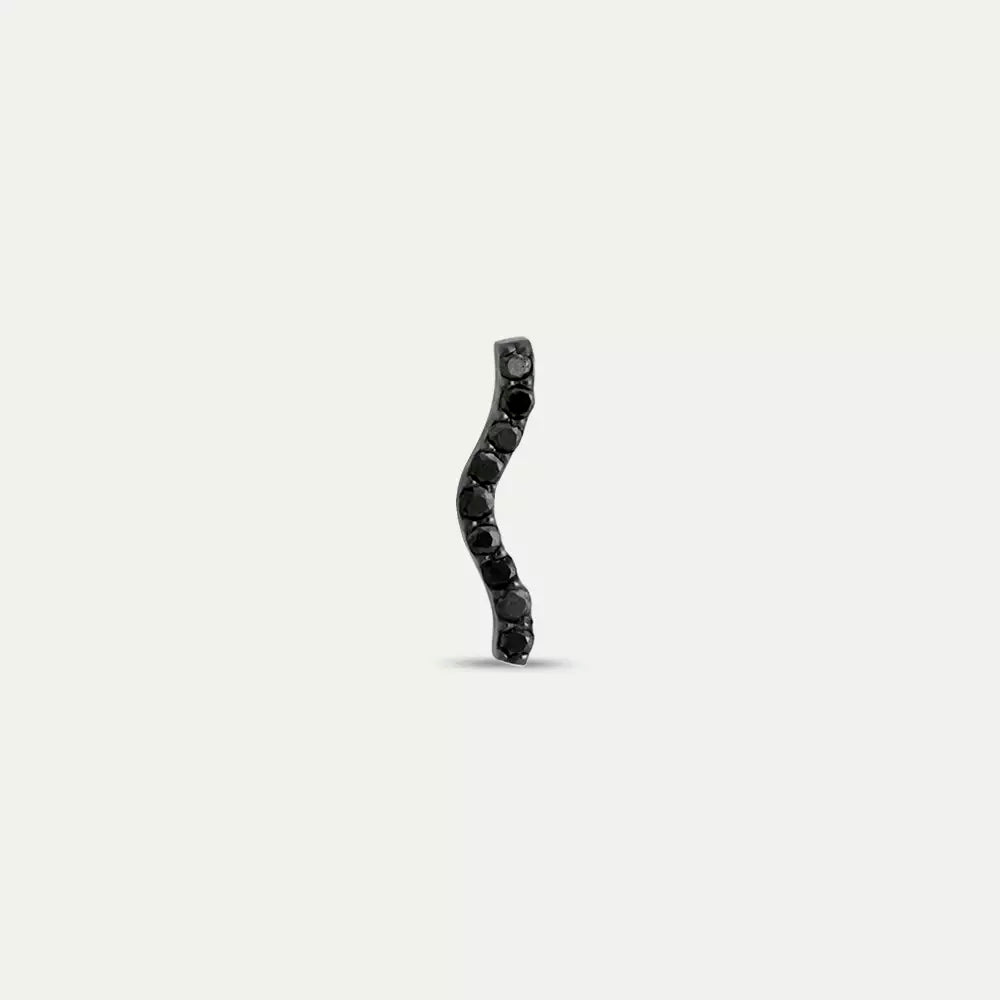 Noir Crimp Black Diamond Solitaire Earring