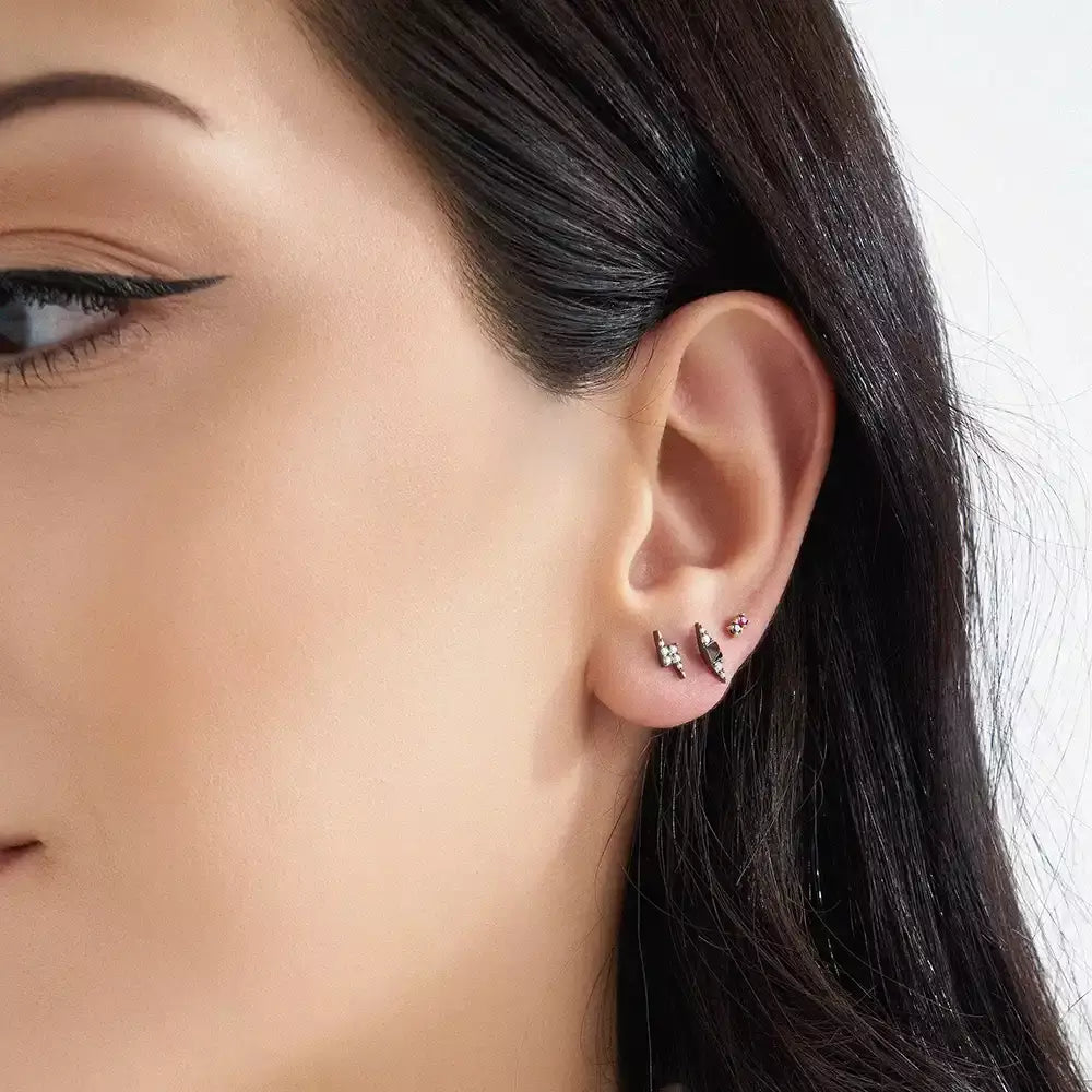 Bolt Single Earring with Diamond Stone