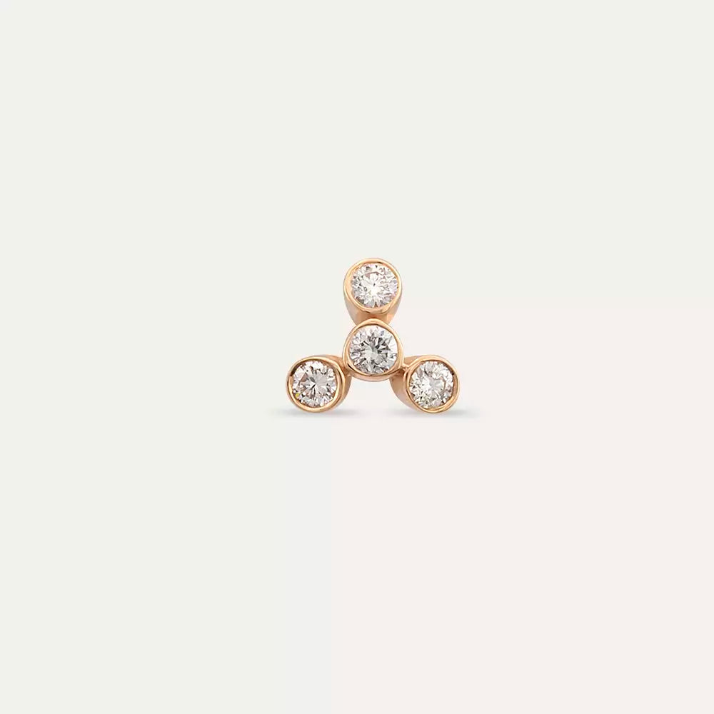 Dots Four Diamond Rose Gold Single Earring
